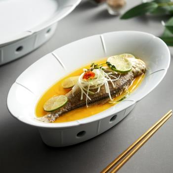 魚盤子家用蒸魚盤大號超大陶瓷菜盤高階創意酒店用品廚房中式餐具