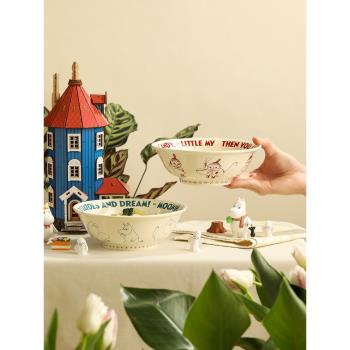 藍蓮花moomin姆明大號陶瓷大碗麵碗拉麵泡麵餐具湯面沙拉飯碗湯碗