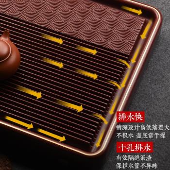 從簡 德國電木茶盤小號家用輕奢現代新中式高階電膠木排水式茶臺