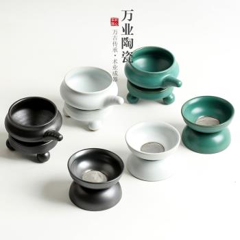 粗陶不銹鋼茶漏茶濾組合茶葉過濾網泡茶器茶隔漏斗濾茶器茶具配件