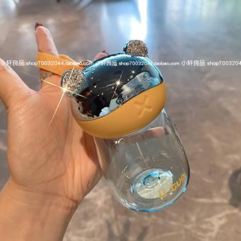 迷你水杯女生小巧便攜高顏值夏季防摔耐高溫可愛卡通塑料杯透明