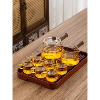 玻璃茶具套裝功夫茶杯耐熱喝茶辦公室客廳茶盤家用泡茶壺2024新款