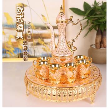 仿古宮廷錫器工藝品復古酒壺酒杯俄羅斯歐式酒具套裝送禮盒分酒器