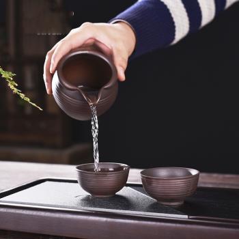 柴燒公道杯茶濾一體分茶器公杯陶瓷茶具茶漏套裝茶海網紅精緻配件