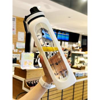 2024新款玻璃杯大容量1000ml便攜男士喝水杯家用耐高溫刻度杯子