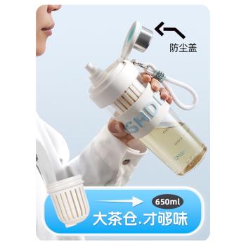 女生夏天tritan塑膠便攜泡茶水杯