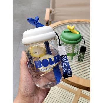 簡約吸管杯女生高顏值咖啡杯夏季便攜隨手杯子耐高溫運動塑膠水杯