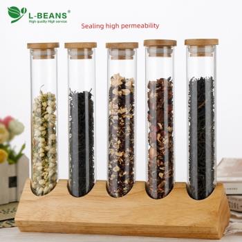 L-BEANS茶葉展示罐 咖啡豆密封罐玻璃試管展示架奶茶店吧臺擺設