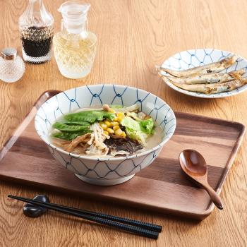 日本進口美濃燒漁網紋陶瓷日式餐具家用小碗缽湯碗飯碗麵碗