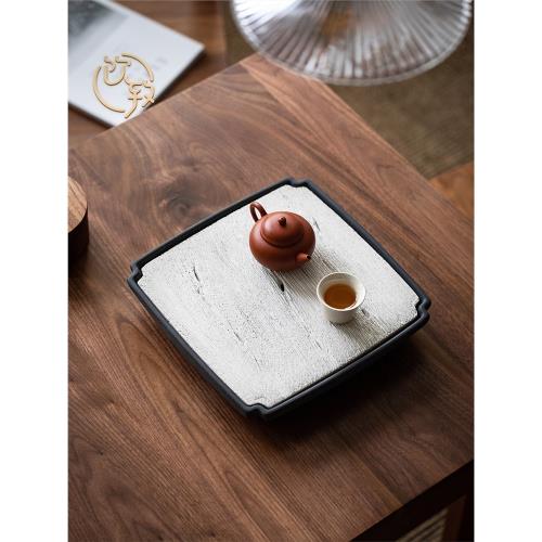 飲致清水泥方形茶盤嵌入日式茶具家用儲水干泡茶臺混凝土小型托盤