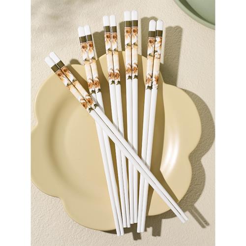 抗菌陶瓷筷子山茶花納易清洗不易發霉易清洗送禮中式復古輕奢餐具