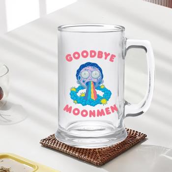 GOODBYEMOONMEN瑞克和莫蒂大容量玻璃杯卡通啤酒杯印花水杯子男女