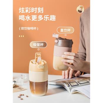 高顏值夏季ins帶吸管塑膠水杯