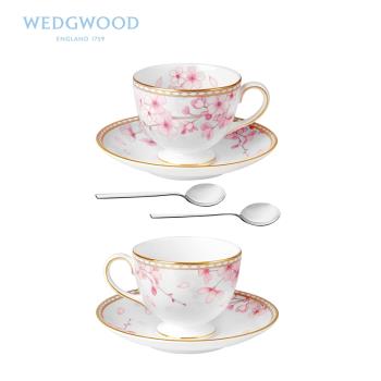 英國Wedgwood Spring Blossom櫻花春蕾茶/咖啡杯2杯2碟2勺 茶具