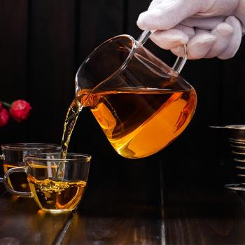 尚明加厚耐熱玻璃分茶器功夫茶具配件 日本鷹嘴茶海 帶手把公道杯