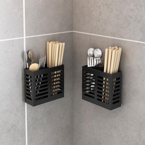 不銹鋼廚房筷子置物架免打孔壁掛式筷子筒收納盒家用掛墻筷子簍