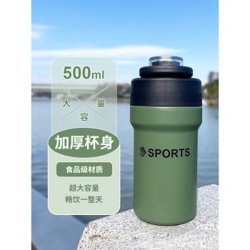 高顏值一蓋雙飲保溫杯男女生吸管咖啡杯車載便攜設計感小眾水杯子