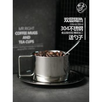 拿鐵卡布奇諾304不銹鋼咖啡杯拉花杯雙層隔熱杯水杯辦公室隨手杯
