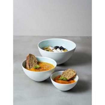 陶瓷碗圓形條紋湯碗家用大號深碗拉麵碗餐廳酒店沙拉碗歐式點心碗