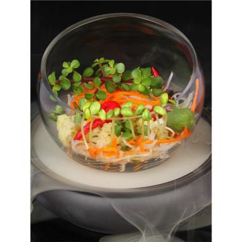 新款創意酒店意境菜玻璃紫砂盤套裝餐具分子料理美食器皿乾冰冒煙