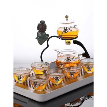 玻璃防燙懶人功夫茶具套裝簡約創意耐熱透明半全自動沖泡茶器家用