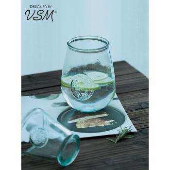 西班牙進口玻璃杯家用高顏值啤酒可樂果汁飲料帶把手透明喝水杯子