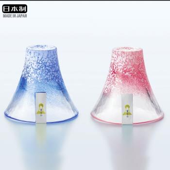 日本進口富士山招福杯創意櫻花手工玻璃杯家用情侶果汁茶水杯酒杯