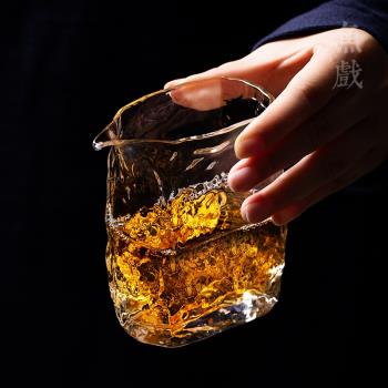 方形日式錘紋加厚大號玻璃公道杯