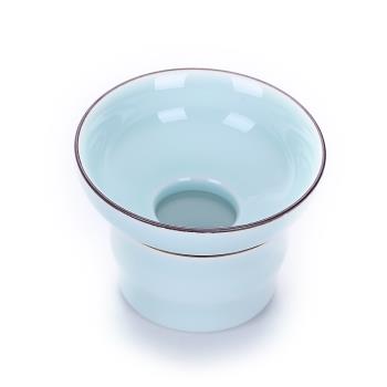 舊望格功夫茶具配件青瓷茶漏亞光白瓷網紗茶濾 茶葉過濾器 濾茶器