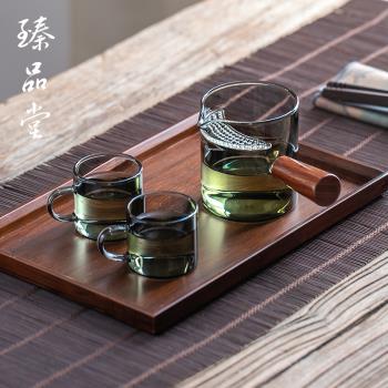 臻品堂 月牙公道杯玻璃茶漏一體茶具過濾泡茶公杯濾網功夫分茶器