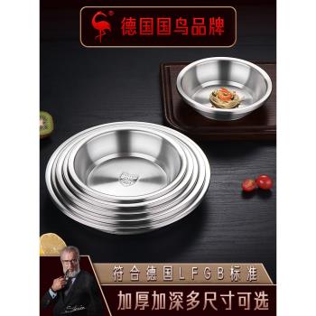 德國三四鋼不銹鋼盤子家用304食品級圓盤菜盤燒烤碟子餐具餐盤