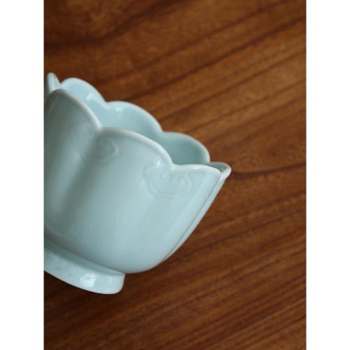 宋代點茶執壺溫碗茶洗陶瓷茶具水盂大號溫杯水洗宋代影青釉如意|茶道/零