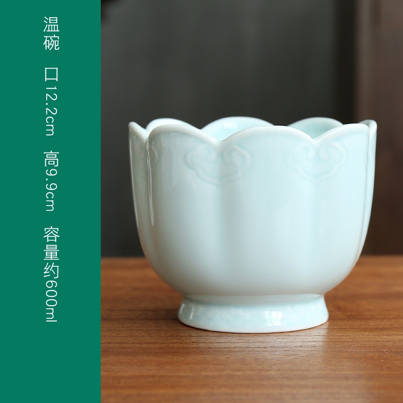 宋代點茶執壺溫碗茶洗陶瓷茶具水盂大號溫杯水洗宋代影青釉如意|茶道/零