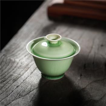 鄭家小口長沙窯 翠竹清風蓋碗如翡翠般晶瑩通透