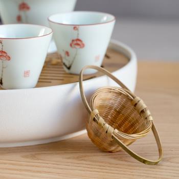 手工竹編茶濾竹璃茶漏復古茶渣過濾器茶道零配功夫茶具
