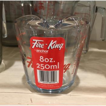美國進口安佳 Anchor Hocking Fire-King500ml玻璃量杯250ml水杯