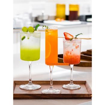 ins高腳玻璃杯子冰美式拿鐵咖啡杯特調飲品杯蘇打氣泡水雞尾酒杯