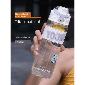 直飲水杯女不帶吸管刻度女生夏季高顏值tritan運動杯子塑膠便攜