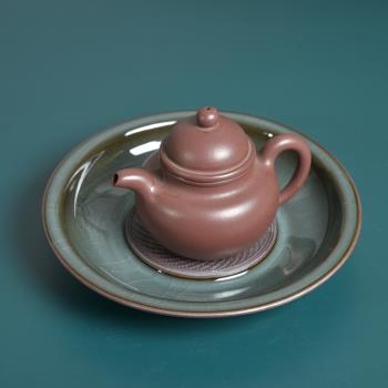 涵青堂 李麗萍龍泉青瓷鐵胎手工壺承功夫茶具陶瓷幹泡壺墊茶船託