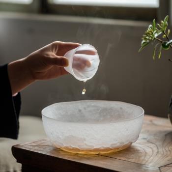 日式玻璃茶洗大號杯洗水洗筆洗茶水桶水盂茶渣缸建水功夫茶具配件