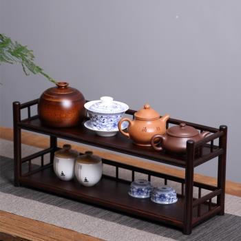 復古楠竹雙層收納杯架 茶具置物架 紫砂壺架竹製展示架手工製作