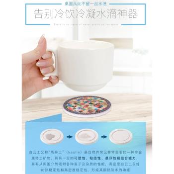 INS風圓形陶瓷杯墊隔熱軟木墊土耳其桌墊創意底墊冷飲復古吸水墊