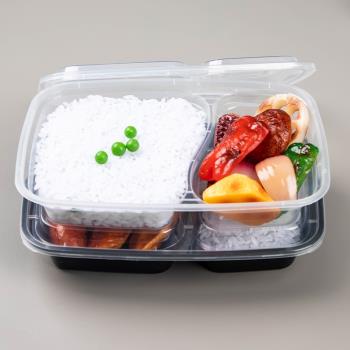 1000ml高檔6828美式兩雙格一次性外賣打包快餐便當加厚三七分飯盒
