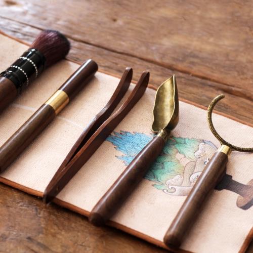 茶道六君子套裝收納桶茶刀茶刷茶筒茶匙茶鏟茶針工具功夫茶道配件