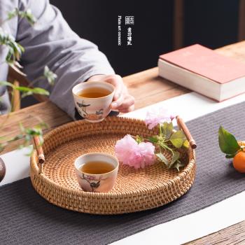 創意手工藤編零食麵包籃功夫茶具