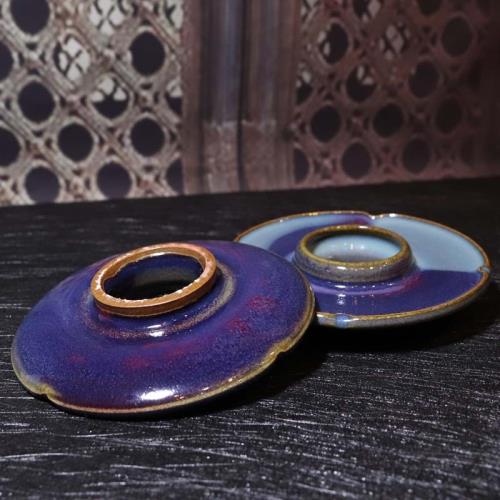 河南禹州神垕鈞瓷煤燒仿宋鈞手拉胚茶托杯托杯承杯墊