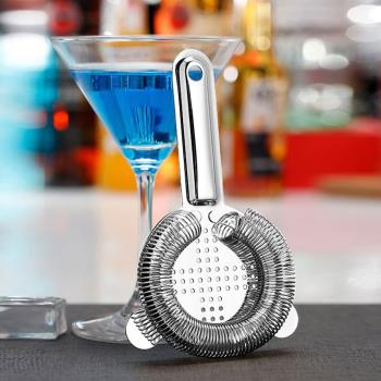 不銹鋼十字濾冰器酒吧調酒過濾器家用漏網濾網雞尾酒隔冰器工具