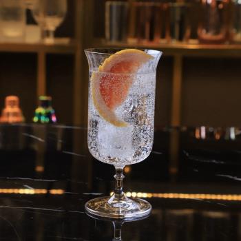 泰國進口lucaris水晶玻璃豎紋甜酒杯寬口杯高腳果汁飲料杯水杯