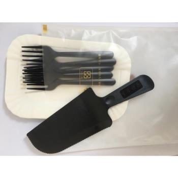 一次性蛋糕紙碟塑膠刀叉盤珠光袋長方形盤叉組餐具生日三合一套裝