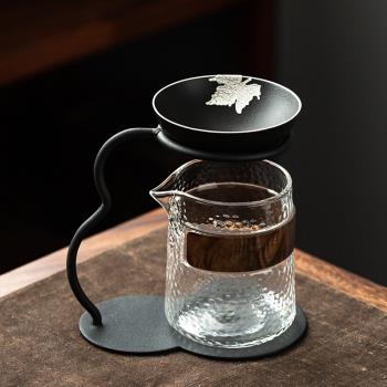 黑陶色全瓷茶漏茶濾茶葉過濾器耐用陶瓷茶具配件組合濾網茶海玻璃